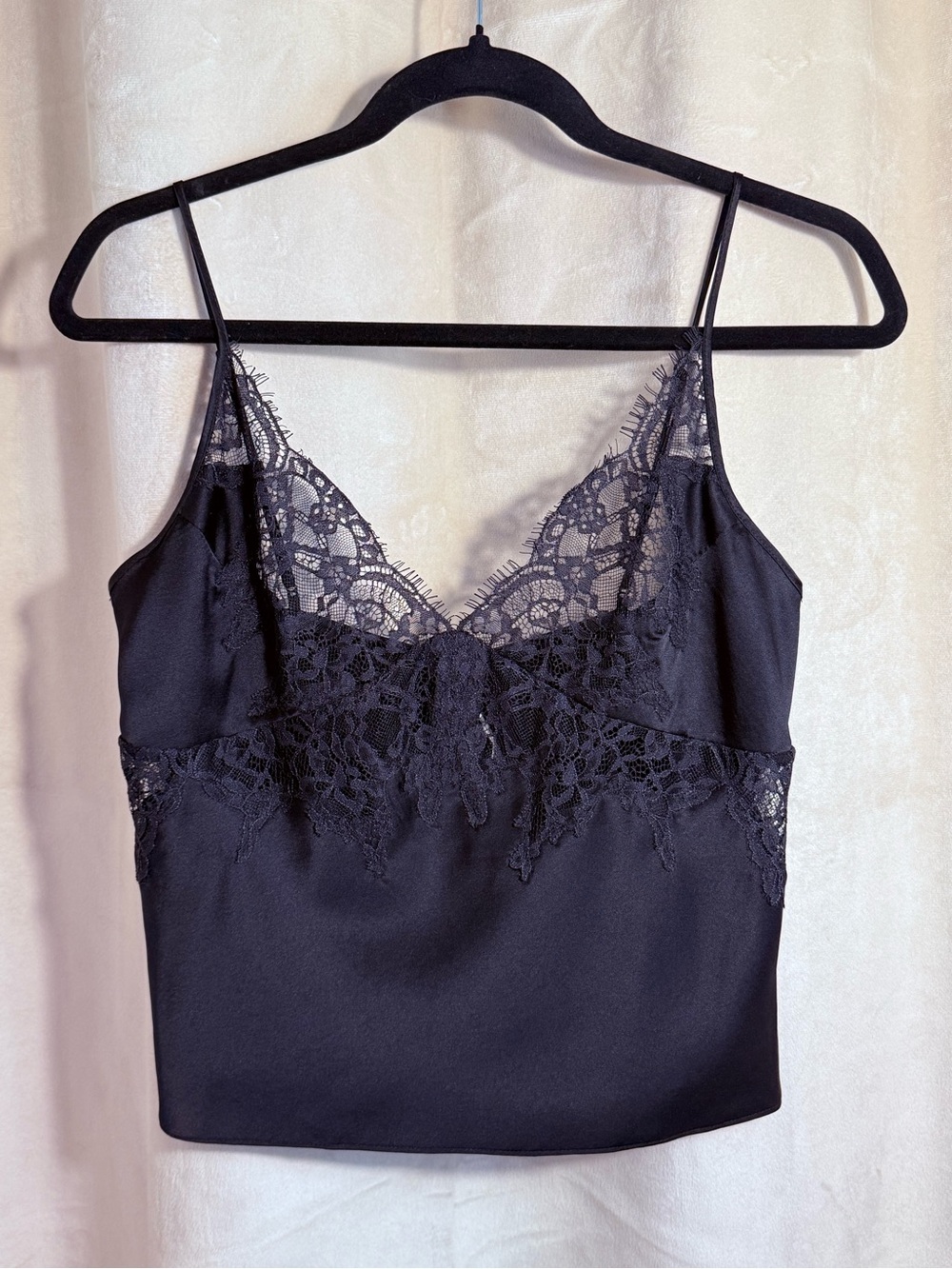SKIMS Silk Black Lace-Trim Satin Cami